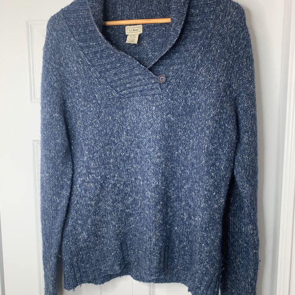 L.L. Bean Men’s Blue Shawl Collar Pullover Sweater – Wool Blend - Picture 2 of 11